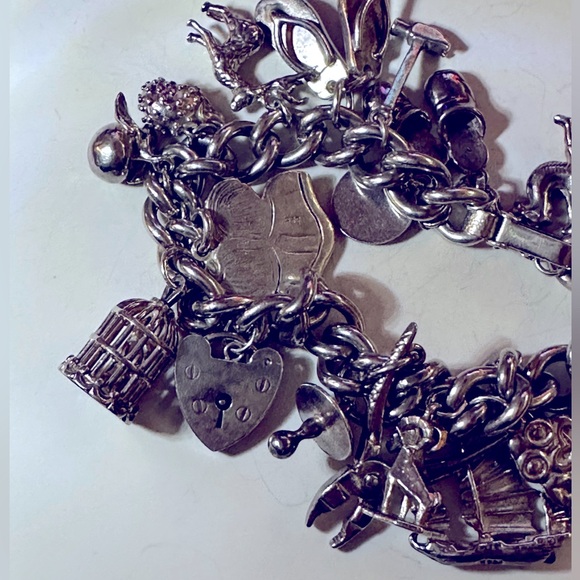 VNTG Stg Silver 20 Travel Charm Bracelet, Sterling Silver, 925, & 835 charms - Picture 5 of 11